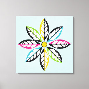 Decorative Leaves-Flower modern, abstract blue Canvas Print