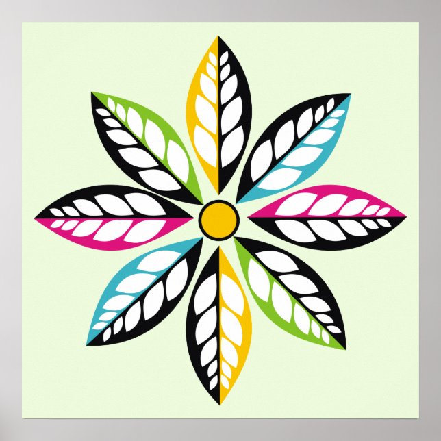 Decorative Leaves-Flower modern, abstract green Poster (Front)