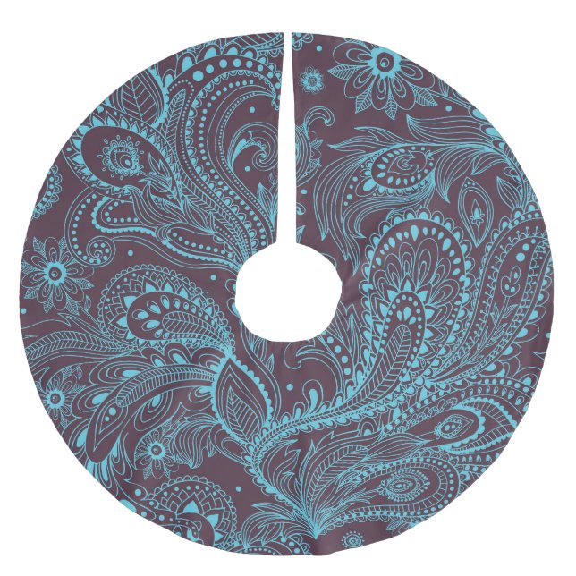 Decorative Leaves: Seamless Pattern Background Brushed Polyester Tree Skirt (Front)
