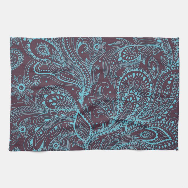 Decorative Leaves: Seamless Pattern Background Tea Towel (Horizontal)