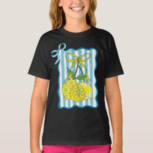 Decorative Lemons with Bows on Striped Background T-Shirt