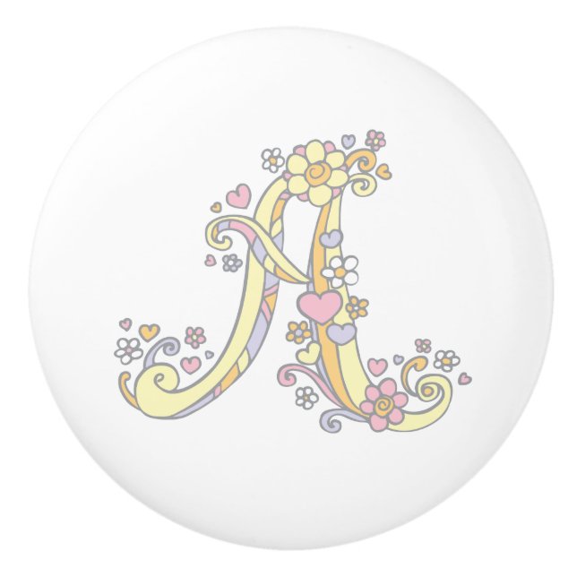 Decorative letter A monogrammed handle knob (Front)