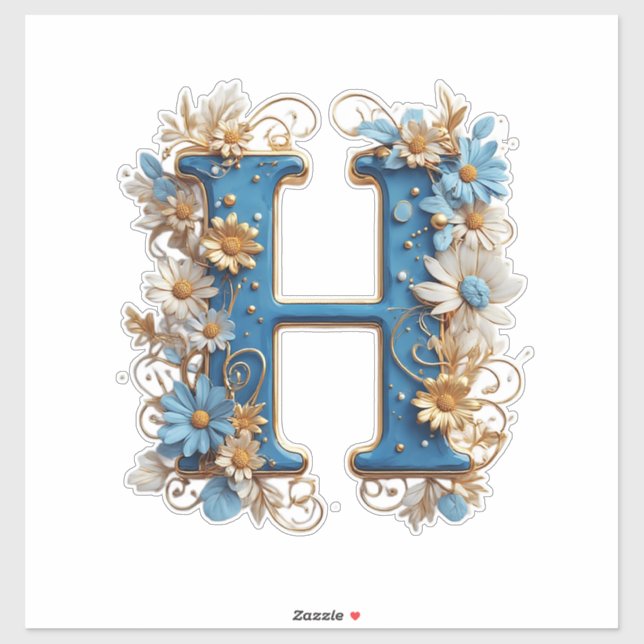 Decorative Letter H With Blue Enamel (Sheet)