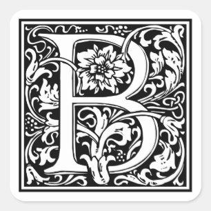 Decorative Letter Initial “B” Square Sticker