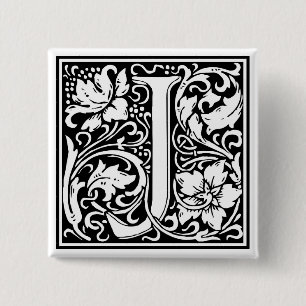 Decorative Letter Initial “J” 15 Cm Square Badge