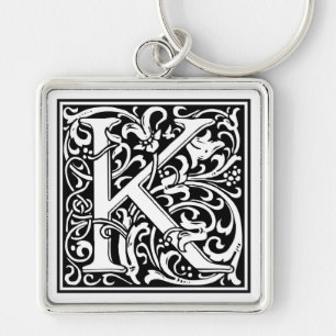Decorative Letter Initial “K” Key Ring
