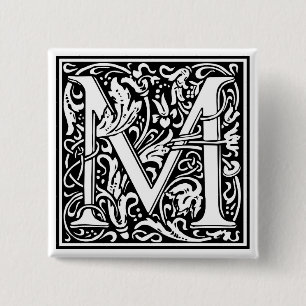 Decorative Letter Initial “M” 15 Cm Square Badge