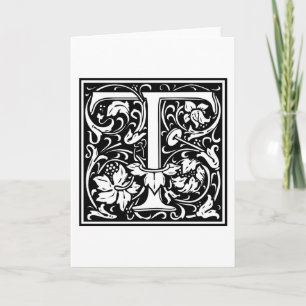 Decorative Letter Initial “T” Note Card