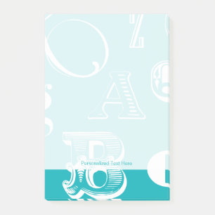 Decorative Letters on Blue Background Post-it Notes