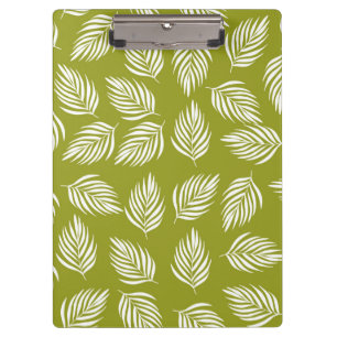 Decorative Lime Green Leaves Pattern Clipboard