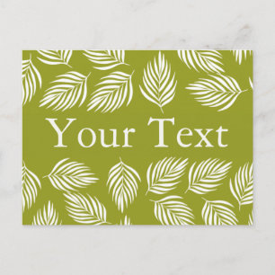 Decorative Lime Green Leaves Pattern Custom Text Postcard