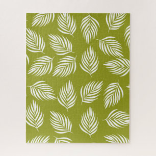 Decorative Lime Green Leaves Pattern Jigsaw Puzzle