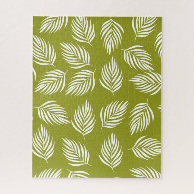 Decorative Lime Green Leaves Pattern Jigsaw Puzzle (Vertical)