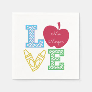 Decorative love script back to school monogram napkin