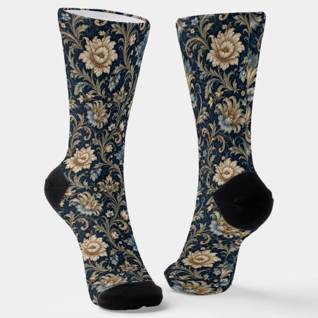 Decorative Luxury Floral Ornamentation Socks (Angled)