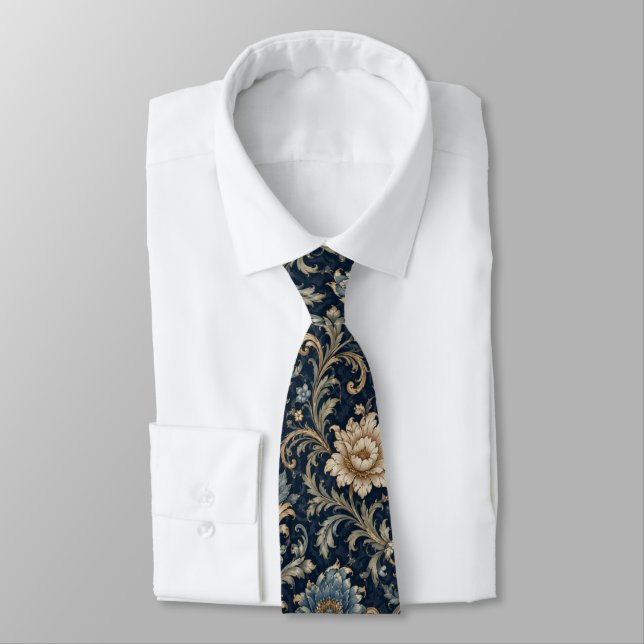 Decorative Luxury Floral Ornamentation Tie (Tied)