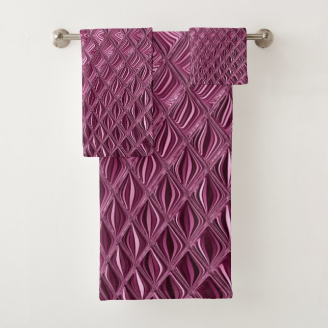Decorative Magenta Bath Towel Set (Insitu)