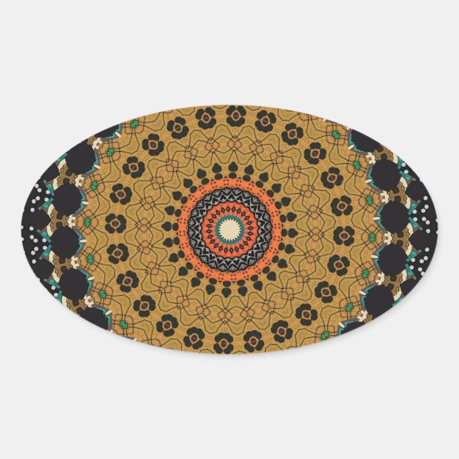  Decorative Mandala Oval Sticker (Front)