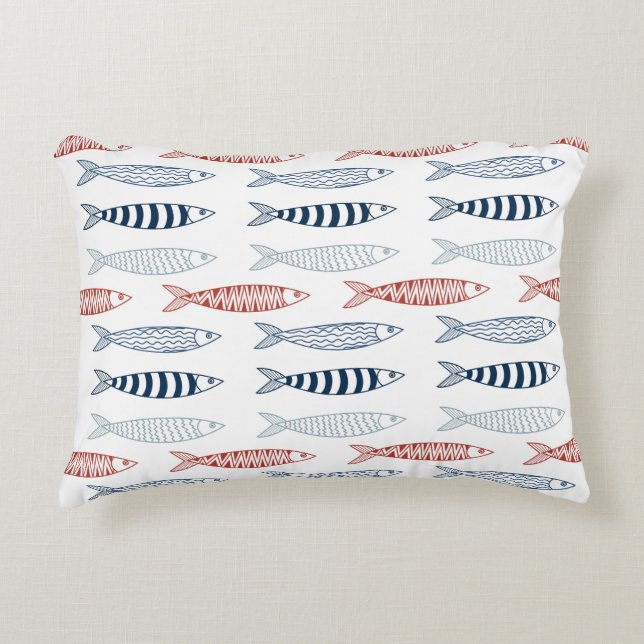 Decorative Mediterranean Sardines Fish Pattern Decorative Cushion (Front)