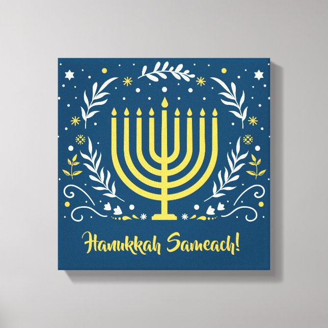 Decorative Menorah Hanukkah Wood Wall Art (Front)