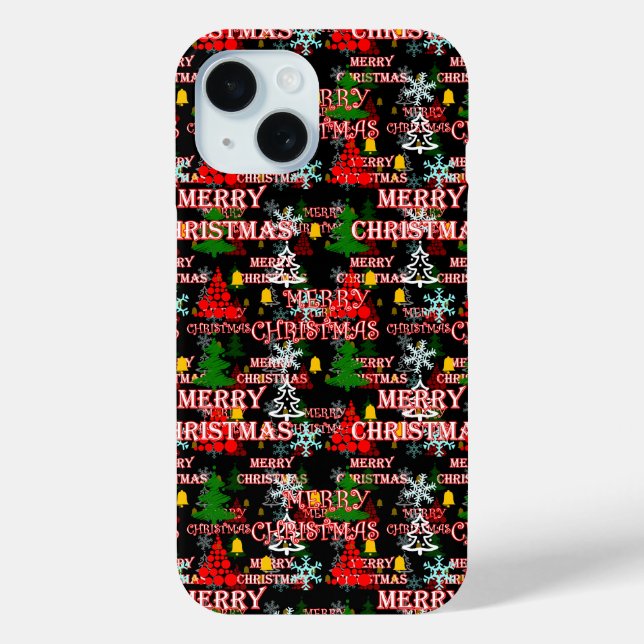 Decorative Merry Christmas Text Pattern Design  Case-Mate iPhone Case (Back)
