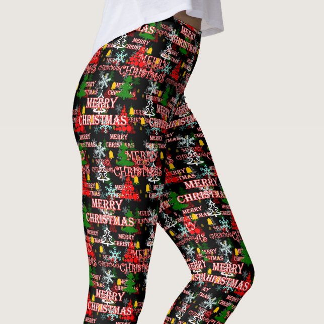 Decorative Merry Christmas Text Pattern Design  Leggings (Creator Uploaded)