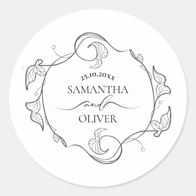Decorative Minimalist Wedding Sticker (Front)