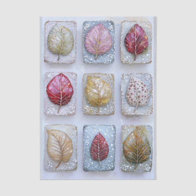Decorative Mixed Media Leaf Panels ER8R Decoupage Tissue Paper (Front)