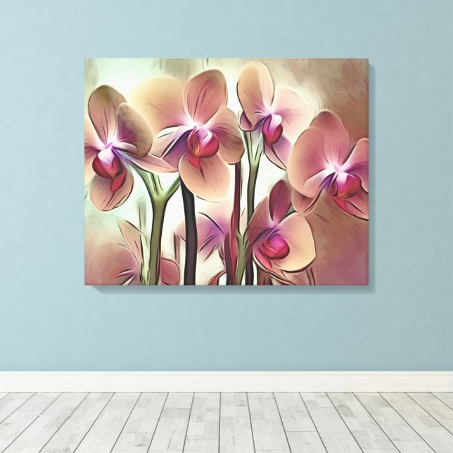 Decorative Modern Stylish Orchids Canvas Print (Insitu(Wood Floor))