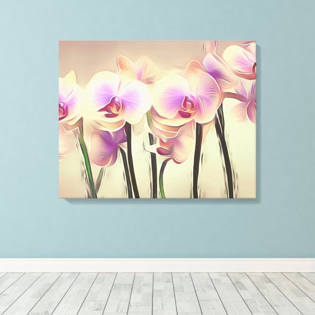 Decorative Modern Stylish Orchids Canvas Print (Insitu(Wood Floor))