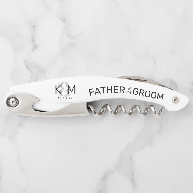 Decorative Modern Wedding Father of Groom B ID887 Corkscrew (Front)