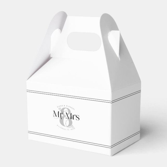 Decorative Modern Wedding Mr Mrs ID887 Favour Box (Front Side)