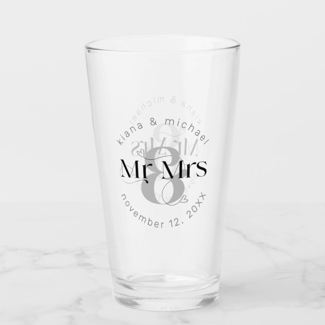 Decorative Modern Wedding Mr & Mrs ID887 Glass (Front)
