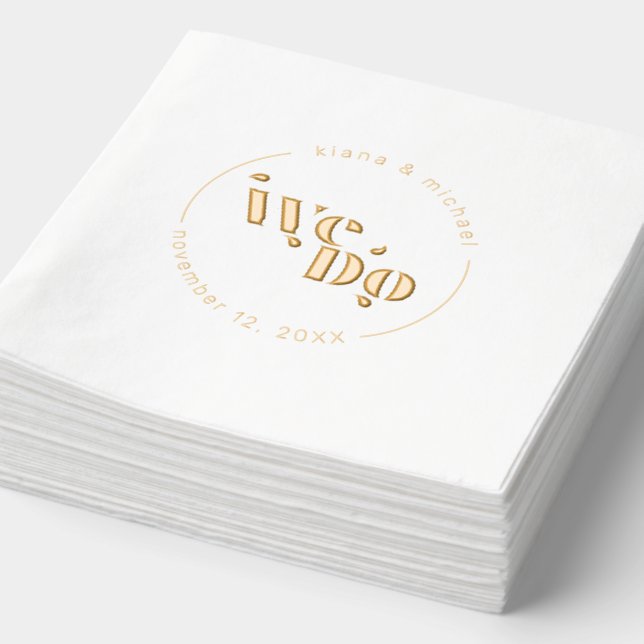 Decorative Modern Wedding We Do ID887  Foil Napkins (Detail)