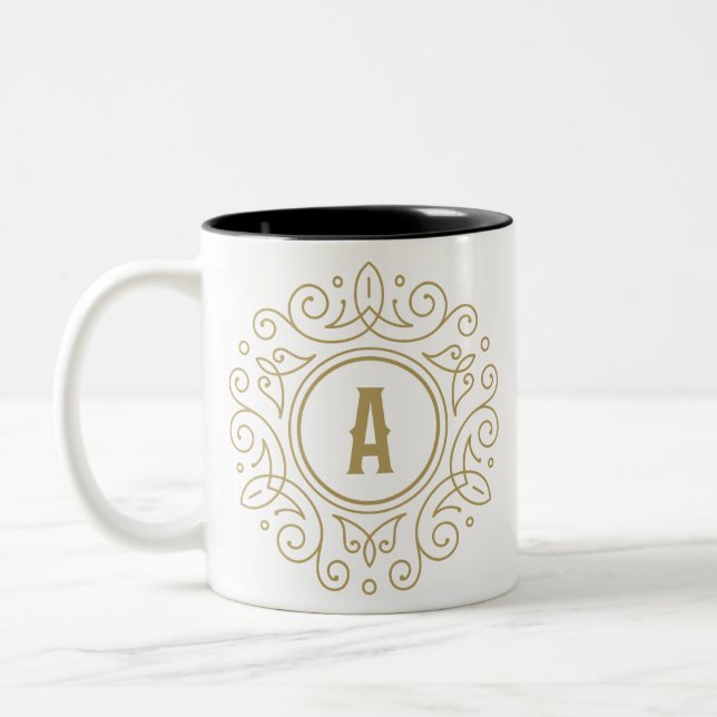 Decorative Monogram A Two-Tone Coffee Mug  (Left)
