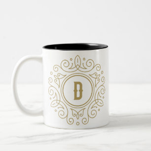 Decorative Monogram D Two-Tone Coffee Mug
