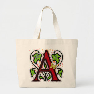 Decorative Monogram Letter A Large Tote Bag