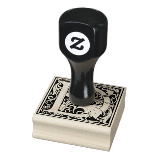 Decorative Monogram Letter D Rubber Stamp