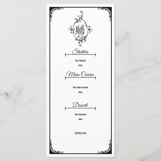 Decorative Monogram Menu (Front)