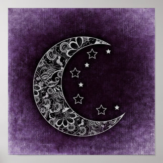 Decorative Moon and Stars Poster