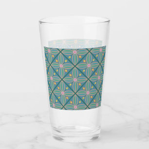 Decorative Moroccan flower tiled teal lemon & pink Glass