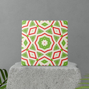 Decorative Moroccan Mosaic Red Green White Pattern Tile