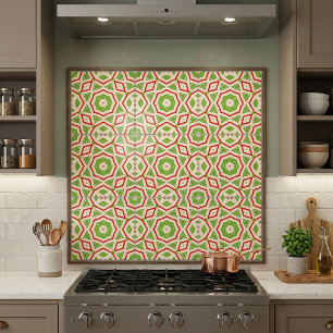 Decorative Moroccan Mosaic Red Green White Pattern Tile