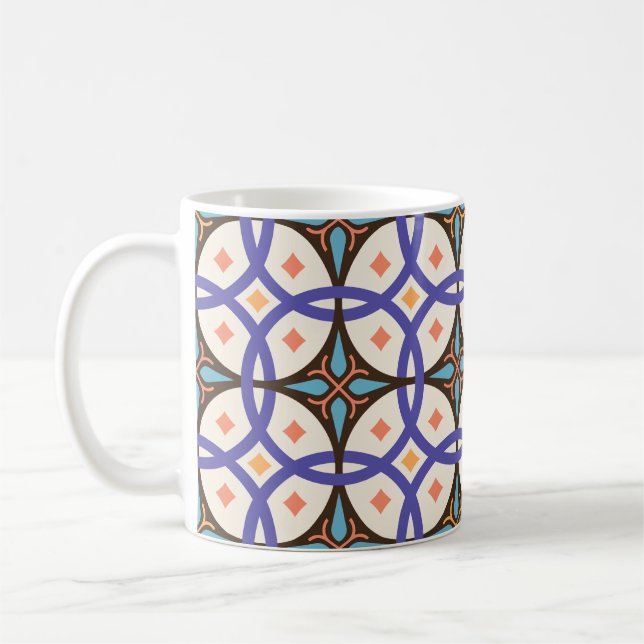 Decorative Mosaic Ceramic Ornate Tile Pattern Coffee Mug (Left)