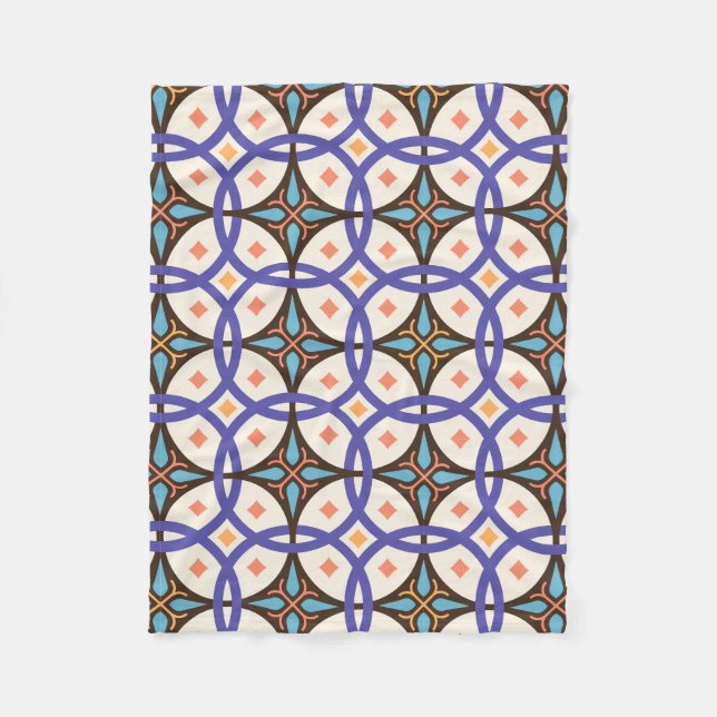 Decorative Mosaic Ceramic Ornate Tile Pattern Fleece Blanket (Front)