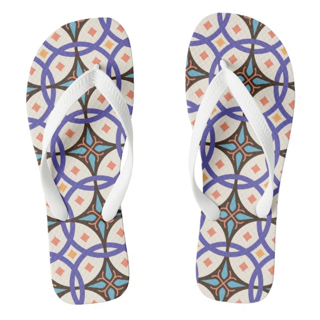 Decorative Mosaic Ceramic Ornate Tile Pattern Jandals (Footbed)