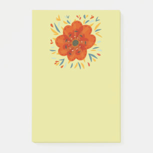 Decorative Orange Flower Abstract Botanical Art Post-it Notes