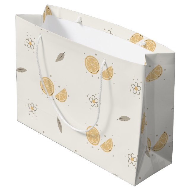 Decorative Orange Slice Print Large Gift Bag (Back Angled)