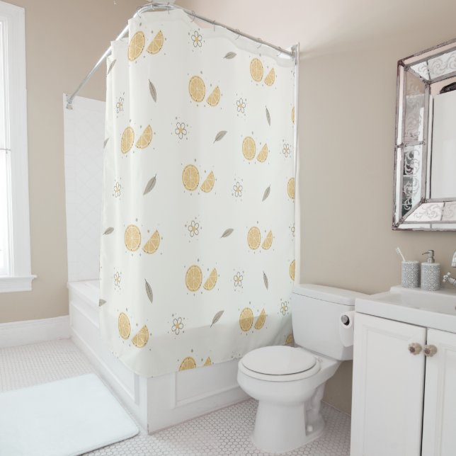 Decorative Orange Slice Print Shower Curtain (In Situ)