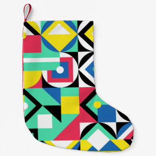 Decorative ornament of geometric shapes. Colourful Small Christmas Stocking